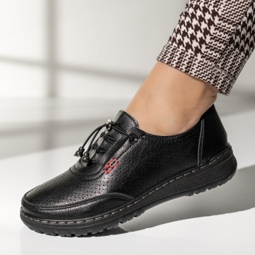 Pantofi casual dama, Pantofi casual dama cu siret elastic negri MOD14252, modlet.ro
