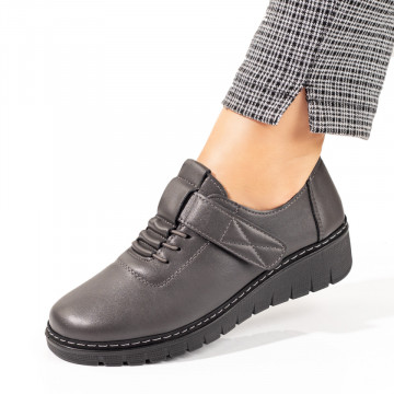 Pantofi casual dama cu siret elastic si scai gri MOD10331, 2, modlet.ro