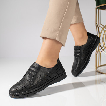 Pantofi casual dama cu siret elastic si talpa joasa negri MOD11476, 2, modlet.ro