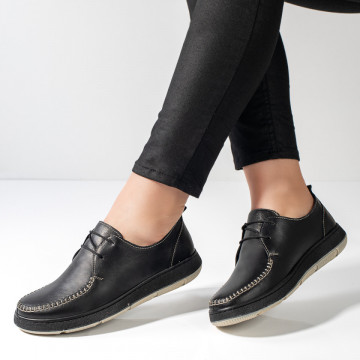 Pantofi casual dama cu siret negri din Piele naturala MOD11123, 4, modlet.ro