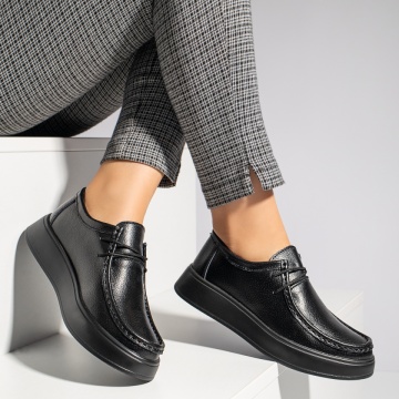 Pantofi casual dama cu siret negri din Piele naturala MOD12284, 3, modlet.ro