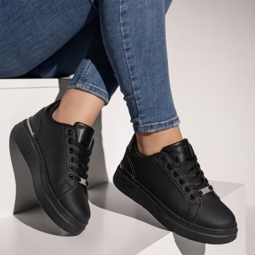 Pantofi casual dama cu siret negri NORA3, 3, modlet.ro