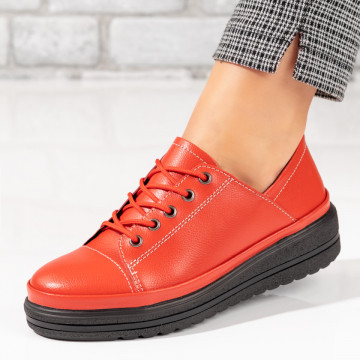 Pantofi casual dama cu siret rosii din Piele naturala MOD10277, 2, modlet.ro