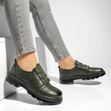 Pantofi casual dama cu siret si perforatii verzi MOD13159, 4, modlet.ro