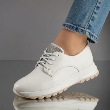 Pantofi casual dama cu strasuri albi NINA7