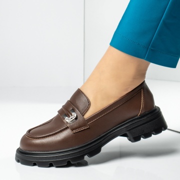 Incaltaminte dama, Pantofi casual dama cu talpa groasa maro IRIS20, modlet.ro
