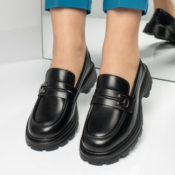 Pantofi dama, Pantofi casual dama cu talpa groasa negri MOD14199, modlet.ro