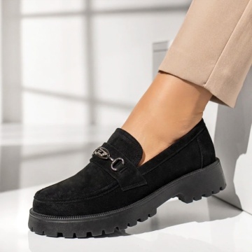 Pantofi casual dama cu talpa groasa negru suede MARA22, 2, modlet.ro