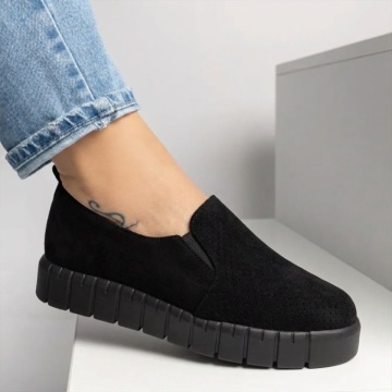 Pantofi casual dama cu talpa groasa negru suede MOD04422, 2, modlet.ro