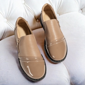 Pantofi casual dama cu talpa groasa si fermoar maro MOD12983, 4, modlet.ro