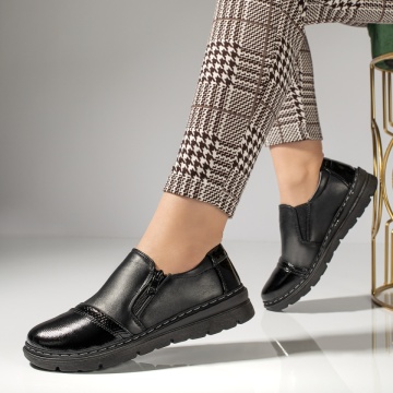 Pantofi casual dama cu talpa groasa si fermoar negri MOD12983, 2, modlet.ro
