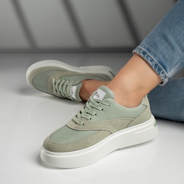 Pantofi casual dama cu talpa groasa verzi din Piele naturala MOD10281, 2, modlet.ro