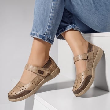 Pantofi dama, Pantofi casual dama cu talpa joasa bej EVA95, modlet.ro