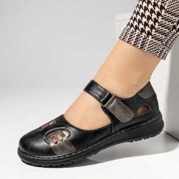 Pantofi dama, Pantofi casual dama cu talpa joasa negri MOD14271, modlet.ro