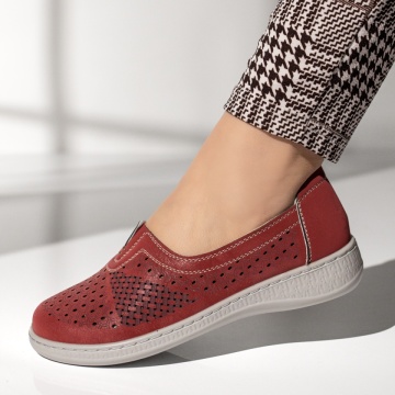 Pantofi casual dama cu talpa joasa rosii MOD14278