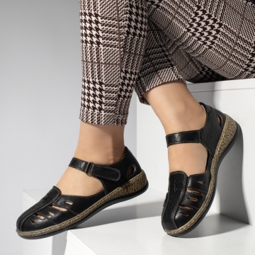 Pantofi dama, Pantofi casual dama cu talpa joasa si inchidere cu siret negri MOD13344, modlet.ro