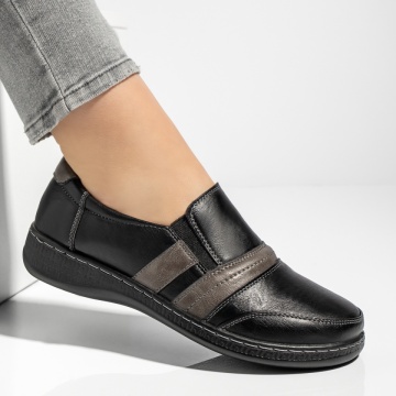 Pantofi casual dama negri cu insertie de material elastic MOD13152, 4, modlet.ro