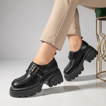 Pantofi casual dama negri cu scai si catarama aparenta MOD11842, 4, modlet.ro