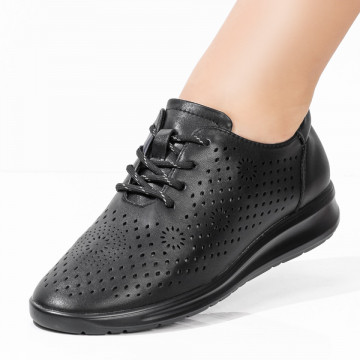Pantofi casual dama negri perforati MOD08343, 3, modlet.ro