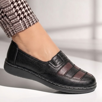 Pantofi casual dama negru cu maro IOANA25, 3, modlet.ro