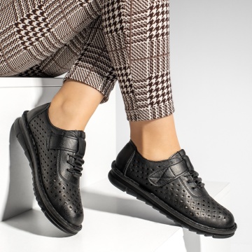 Pantofi casual dama perforati cu scai negri MOD13225, 4, modlet.ro