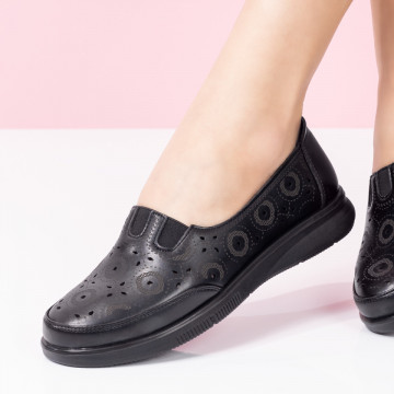 Pantofi casual dama perforati negri MOD08178, 4, modlet.ro