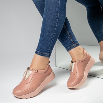Pantofi casual dama roz din Piele naturala MOD03626, 3, modlet.ro