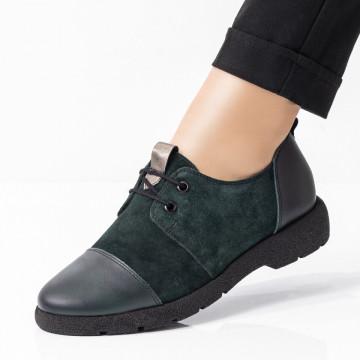 Pantofi casual dama verzi suede din Piele naturala MOD08305, 2, modlet.ro