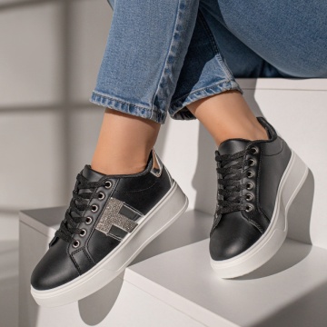 Pantofi causal dama negri cu talpa groasa alba MOD11873, 3, modlet.ro
