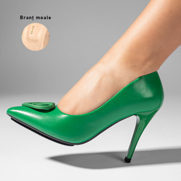 Pantofi cu toc subtire verzi cu aplicatii dama MOD10959, 1, modlet.ro