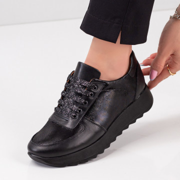 Pantofi dama casual negri din Piele naturala MOD03968, 1, modlet.ro