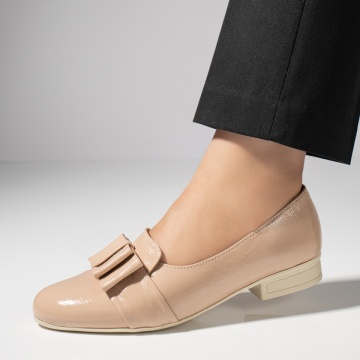 Pantofi dama cu funda bej lacuiti din Piele naturala MOD06411, 3, modlet.ro