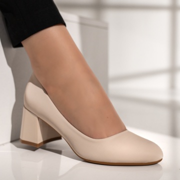 Pantofi dama cu toc bej MOD12109, 4, modlet.ro