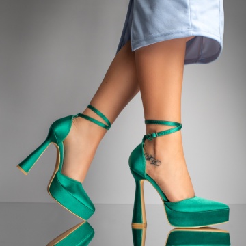 Pantofi dama cu toc inalt si platforma verzi MOD07810, 3, modlet.ro