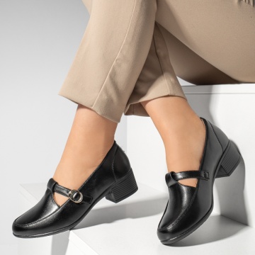 Pantofi dama cu toc mic si bareta negri MOD13262, 4, modlet.ro