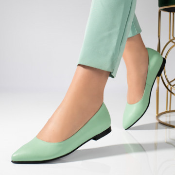 Pantofi dama cu toc mic verde deschis din Piele naturala MOD06141, 2, modlet.ro