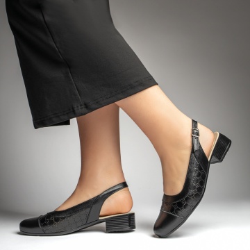 Pantofi dama cu toc si bareta negri din Piele naturala ZEF13427, 3, zeforia.ro
