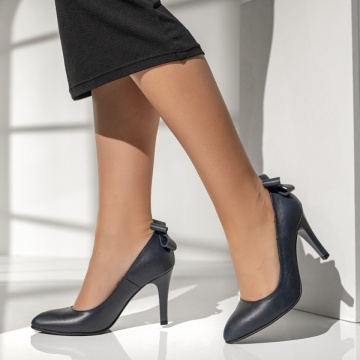 Pantofi dama cu toc subtire albastri din Piele naturala ZEF13601, 3, zeforia.ro