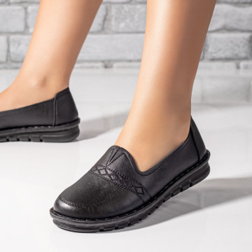 Pantofi dama negri casual cu insertii de material elastic MOD02954, 3, modlet.ro