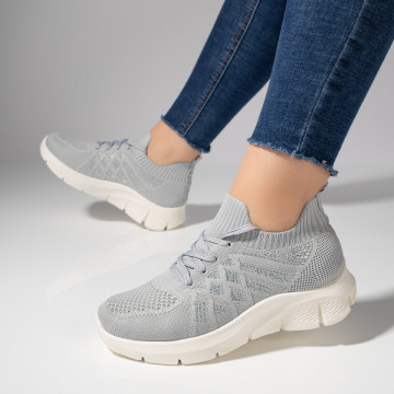Pantofi dama sport din material textil gri MOD11523, 2, modlet.ro