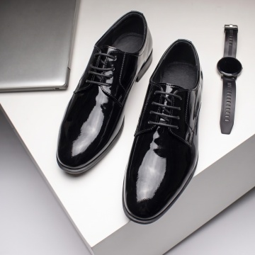 Pantofi eleganti barbati cu siret si aspect lucios negri din Piele naturala NICU6, 3, modlet.ro