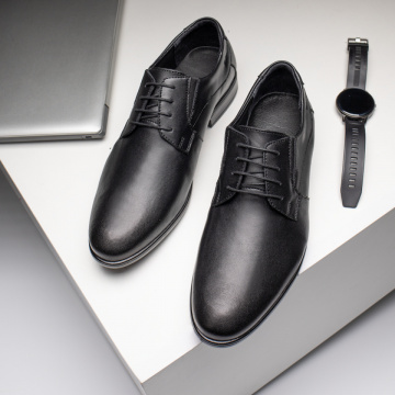 Pantofi negri eleganti barbati cu siret din Piele naturala VALI4