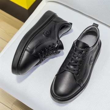 Pantofi sport barbati cu siret negri din Piele Naturala MOD13277, 3, modlet.ro