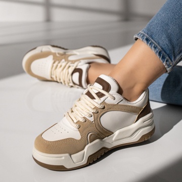 Pantofi sport dama bej cu khaki MOD11772, 4, modlet.ro