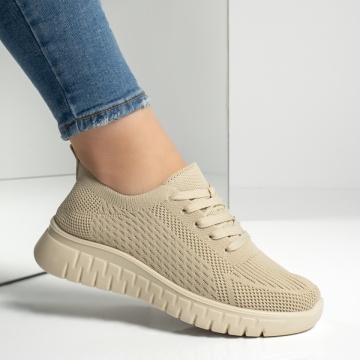 Pantofi sport dama cu siret bej MOD13236, 4, modlet.ro