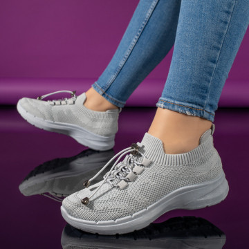 Pantofi sport dama cu siret elastic gri MOD11170, 2, modlet.ro