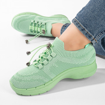 Pantofi sport dama cu siret elastic verzi MOD11170, 1, modlet.ro