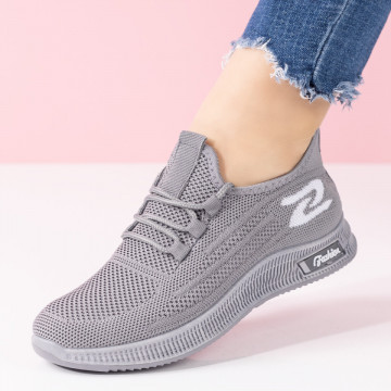 Pantofi sport dama cu siret gri cu alb MOD08071, 4, modlet.ro
