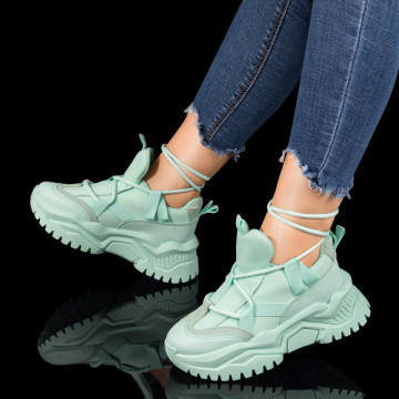 Pantofi sport dama cu siret gros verzi MOD10439, 2, modlet.ro