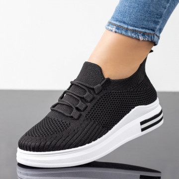 Pantofi sport dama cu siret negri MOD08700, 2, modlet.ro